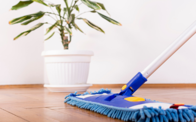 Cleaning mop on a beautiful hardwood floor, demonstrating proper floor care techniques.